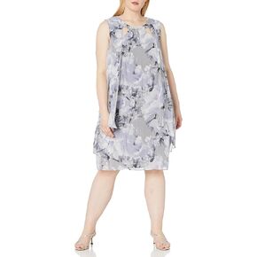 S.L. Fashions Women's Plus Size Sleeveless Cutout Dress with Pearl Neckline in Kuwait