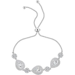 MAARRING Drop Bracelet for Women - 14K Silver Plated Tennis Bracelet Cubic Zirconia Classic Bracelet Silver Bracelets for Women Girls