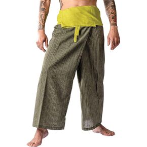 Thai Fisherman Pants for Men Women Yoga Pants Pirate Pants 2 Tone - Martial Arts Pants Green and Dark Green