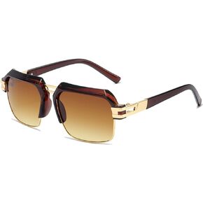 YAMEIZE Fashion Half Frame Square Sunglasses - Women Men Trendy Rectangle UV400 Protection Sun Glasses