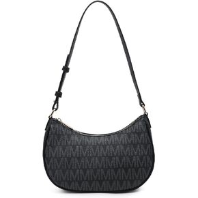 Small Hobo Shoulder Bag for Women Trendy Designer M LOGO Leather Crescent Purses Tote Handbags