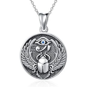 PELOVNY Mothers Day Gifts Eye of Horus Necklace Scarab Pendant Sterling Silver Eye of Providence Ankh Horus Eye Ancient Egyptian Protection Amulet All-Seeing-Eye Necklace for Women