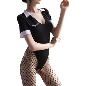 Women's Sexy Open Stretch Bodysuit Japanese Anime Cosplay Lingerie