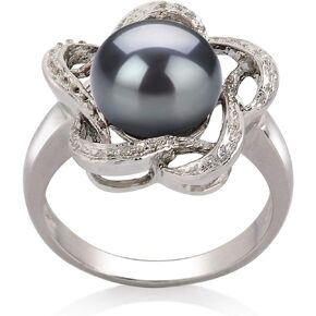 Fiona Black 9-10mm AA Quality Freshwater 925 Sterling Silver Cultured Pearl Ring For Women