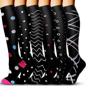 6 Pairs Compression Socks for Men & Women,15-20mmHg is Best for Running, Athletic, Medical, Pregnancy, Travel in Kuwait