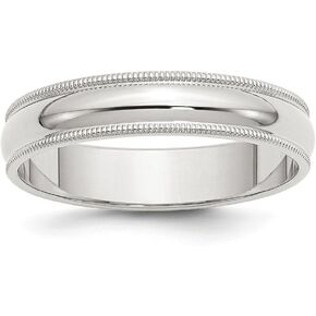Solid 925 Sterling Silver 5mm Plain Classic Dome Milgrain Wedding Band Ring
