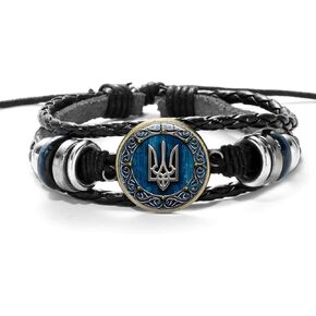 Ukrainian Bracelet - Ukraine Bracelet - Ukrainian Jewelry - Ukraine Trident - Ukraine Flag Bracelets Ukraine Patriotic Gift Ukrainian Wristband Ukrainian Meaningful Gifts for Loved Ones