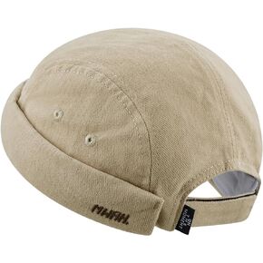 CLAPE Brimless Beanie for Men Soft Cotton Retro Worker Hat Rolled Cuff Harbour No Visor Sailor Fisherman Leon Hat