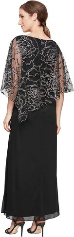 S.L. Fashions Women's Long Floral Shimmer Overlay Cape Dress in Saudi Arabia