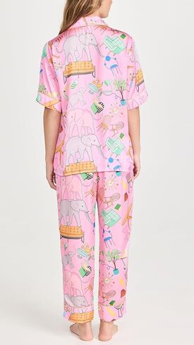 Karen Mabon Women's Elephant in the Room Short Sleeve, Long Trousers PJ Set in Kuwait