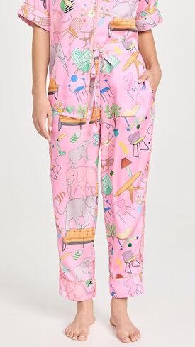 Karen Mabon Women's Elephant in the Room Short Sleeve, Long Trousers PJ Set in Kuwait