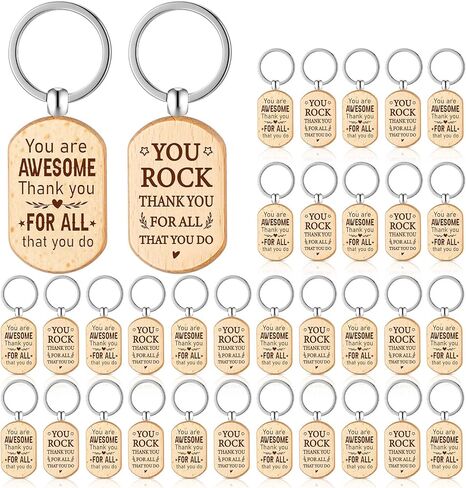 24 Pcs Inspirational Keychains for Women Men Bulk Wooden Keychain Thank You Gift for Being Awesome Employee Appreciation Gift (Oval Style) in Saudi Arabia