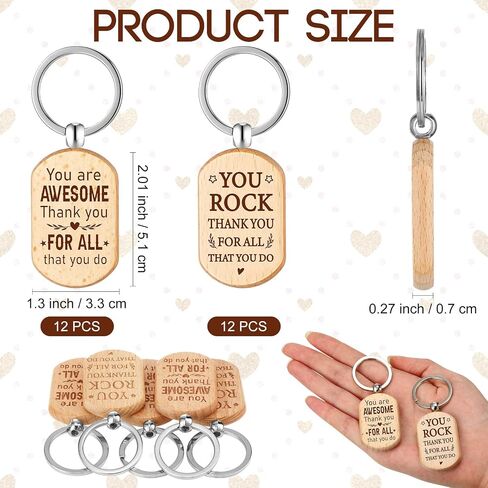 24 Pcs Inspirational Keychains for Women Men Bulk Wooden Keychain Thank You Gift for Being Awesome Employee Appreciation Gift (Oval Style) in Saudi Arabia