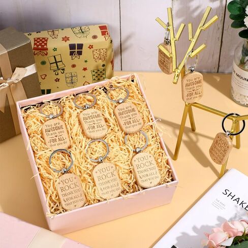 24 Pcs Inspirational Keychains for Women Men Bulk Wooden Keychain Thank You Gift for Being Awesome Employee Appreciation Gift (Oval Style) in Saudi Arabia