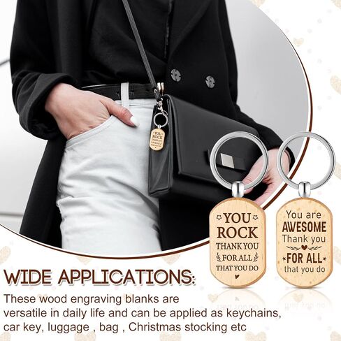 24 Pcs Inspirational Keychains for Women Men Bulk Wooden Keychain Thank You Gift for Being Awesome Employee Appreciation Gift (Oval Style) in Saudi Arabia