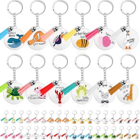 Siifert 36 Pcs Back to School Gift Thank You Acrylic Keychains Animal Key Rings Employee Appreciation Gifts Greeting Note Acrylic Tassel Keychain for Students Classmates Teacher Appreciation Gifts in Kuwait