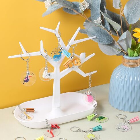 Siifert 36 Pcs Back to School Gift Thank You Acrylic Keychains Animal Key Rings Employee Appreciation Gifts Greeting Note Acrylic Tassel Keychain for Students Classmates Teacher Appreciation Gifts in Kuwait