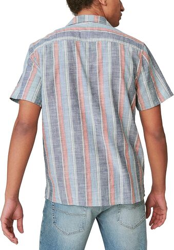 Lucky Brand Men's Short Sleeve Striped Camp Collar Shirt in Saudi Arabia