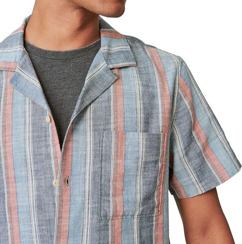 Lucky Brand Men's Short Sleeve Striped Camp Collar Shirt in Saudi Arabia