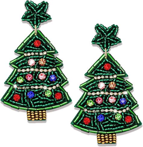 Christmas Earrings for Women Beaded Holiday Reindeer Bulb Boot Earrings Handmade Christmas Tree Drop Dangle Earrings Festive Jewelry Gifts in Saudi Arabia