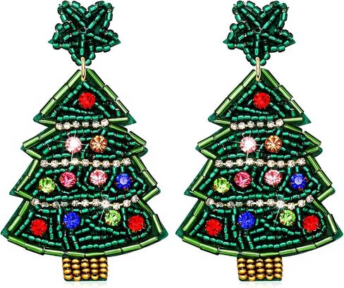 Christmas Earrings for Women Beaded Holiday Reindeer Bulb Boot Earrings Handmade Christmas Tree Drop Dangle Earrings Festive Jewelry Gifts in Saudi Arabia