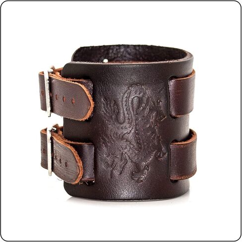Punk Dragon Bracelet Belt Buckle Wristband Wide Leather Bracelet,7.0-8.0inches in Saudi Arabia