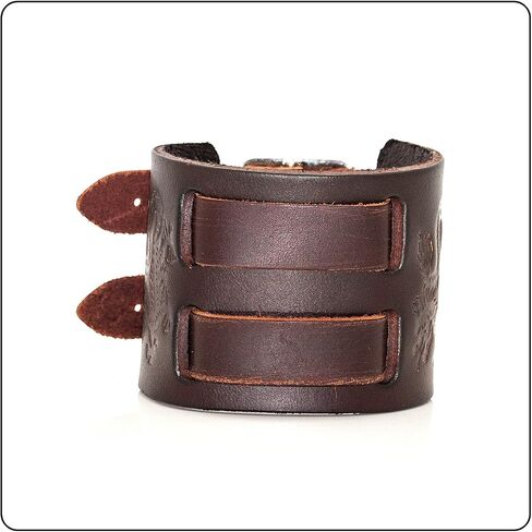 Punk Dragon Bracelet Belt Buckle Wristband Wide Leather Bracelet,7.0-8.0inches in Saudi Arabia