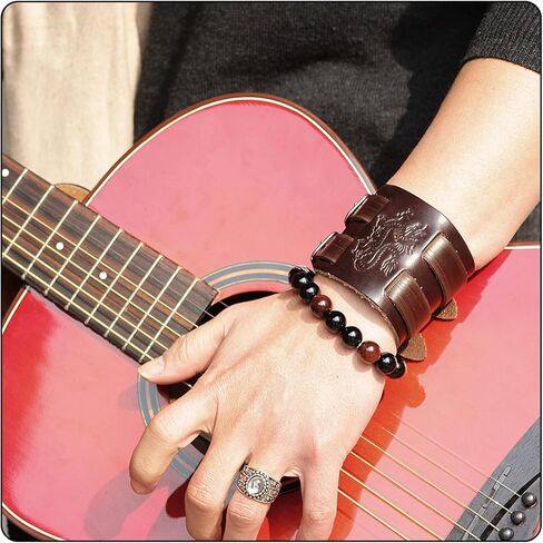 Punk Dragon Bracelet Belt Buckle Wristband Wide Leather Bracelet,7.0-8.0inches in Saudi Arabia