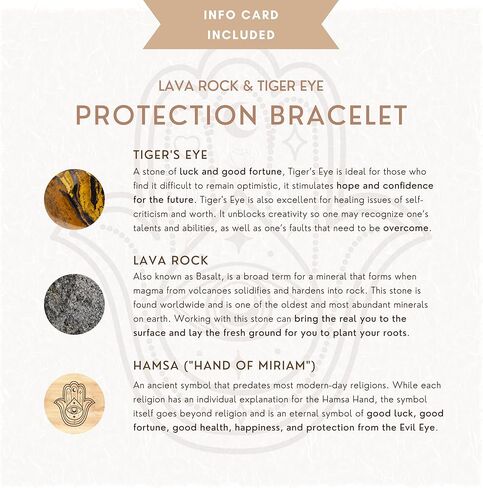 Tigers Eye Bracelet For Men - Triple Protection Bracelet with Lava Rock, Tiger Eye Beads and Hamsa Hand Charm – Beaded Bracelets for Positivity Calm Stress Relief - Brazaletes Para Hombres, Real in Kuwait