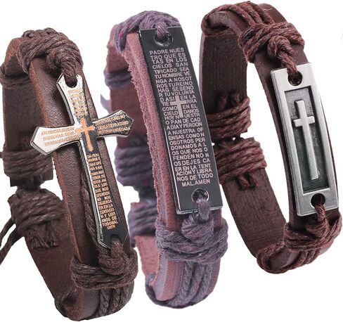 3 قطع سوار متقاطع ديني مسيحي قابل للتعديل، هدايا تأكيد للرجال المراهقين in Kuwait