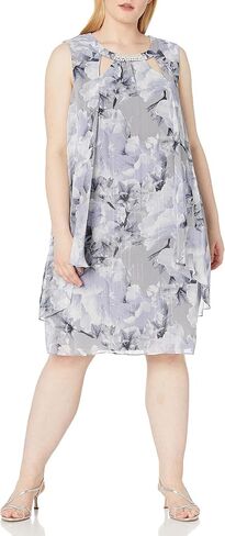 S.L. Fashions Women's Plus Size Sleeveless Cutout Dress with Pearl Neckline in Kuwait
