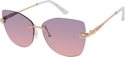 Southpole Women's 1093sp Frameless Jeweled Uv400 Protective Metal Cat Eye Sunglasses. Cool Gifts for Her, 60 Mm in Saudi Arabia