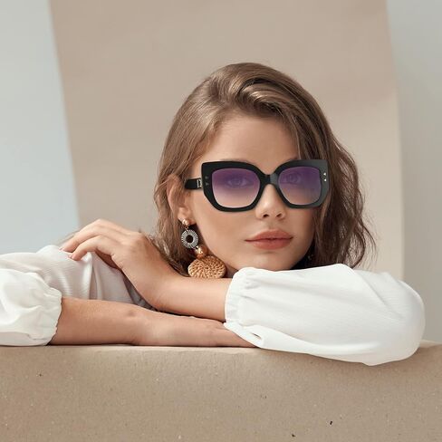 LUXURISM JEWELRY Oversized Funky Cat-Eye Sunglasses BLACK - Polarized Light Shade Sunglasses For Women - Fashionable Gift - Designer Trendy Shades For Women - Unique and Stylish, Black, 143 mm in Saudi Arabia