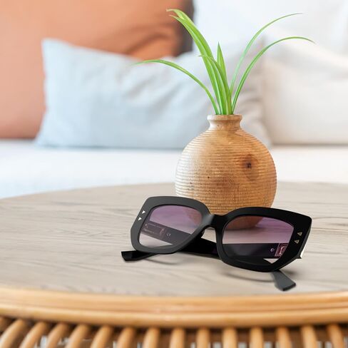 LUXURISM JEWELRY Oversized Funky Cat-Eye Sunglasses BLACK - Polarized Light Shade Sunglasses For Women - Fashionable Gift - Designer Trendy Shades For Women - Unique and Stylish, Black, 143 mm in Saudi Arabia