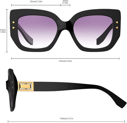LUXURISM JEWELRY Oversized Funky Cat-Eye Sunglasses BLACK - Polarized Light Shade Sunglasses For Women - Fashionable Gift - Designer Trendy Shades For Women - Unique and Stylish, Black, 143 mm in Saudi Arabia