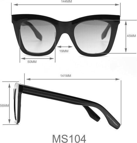 نظارة شمسية MARTHA STEWART للسيدات Ms104 Classic Uv400 واقية مربعة الشكل على شكل عين القطة. هدايا خالدة لها، 50 ملم in Saudi Arabia