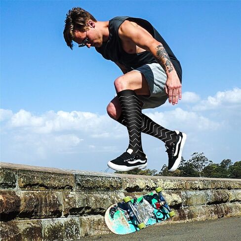 6 Pairs Compression Socks for Men & Women,15-20mmHg is Best for Running, Athletic, Medical, Pregnancy, Travel in Kuwait