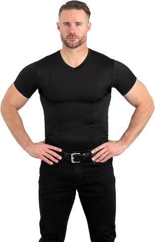 CCW Tactical Concealed Carry Holster Shirt | Quick Access Open Pocket with Large Storage | Mens V-Neck in Kuwait