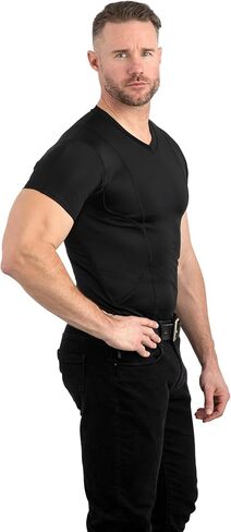 CCW Tactical Concealed Carry Holster Shirt | Quick Access Open Pocket with Large Storage | Mens V-Neck in Kuwait