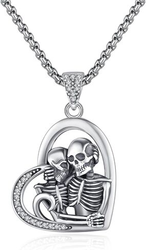 Skull Necklace for Men 925 Sterling Silver Skull Pendant Gothic Jewelry Gifts for Birthday Anniversary in Saudi Arabia