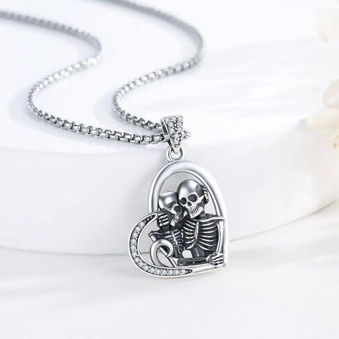 Skull Necklace for Men 925 Sterling Silver Skull Pendant Gothic Jewelry Gifts for Birthday Anniversary in Saudi Arabia
