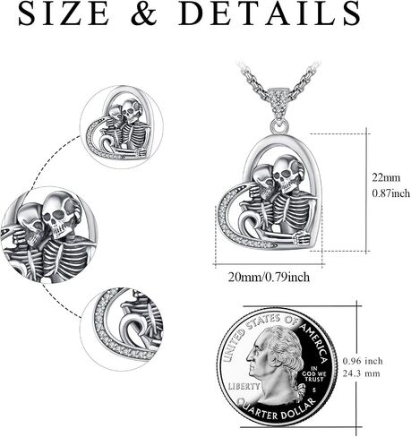 Skull Necklace for Men 925 Sterling Silver Skull Pendant Gothic Jewelry Gifts for Birthday Anniversary in Saudi Arabia