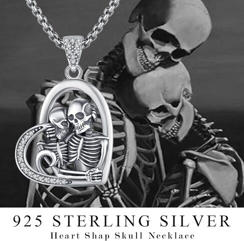 Skull Necklace for Men 925 Sterling Silver Skull Pendant Gothic Jewelry Gifts for Birthday Anniversary in Saudi Arabia