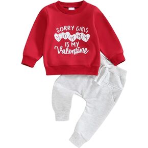 Valentine 's Day Outfit Clothes Set Infant Toddler Baby Boy Long Sleeve Sweatshirt and Pants Set