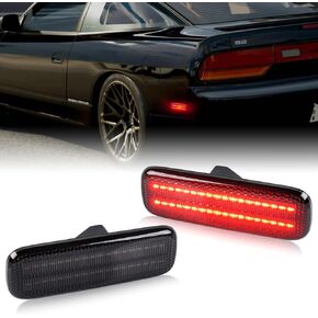 Gempro LED Side Marker Lights Compatible with 1989-1994 Nissan 240SX S13 Fender Parking Signal Lamps 2PCS, Smoked Len (Rear Bumper)
