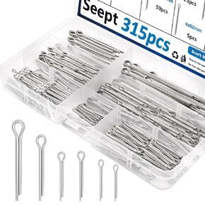 315Pcs Cotter Pins Assortment kit Zinc Plated Cotter Pins Steel Split Pin Fastener Clips for Automotive, Axles, Trailer Hitch, Tractors Hardware pins