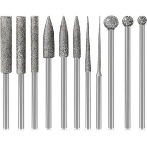 Stone Carving Set Diamond Burr Bits Compatible with Dremel, 30PCS Polishing Kits Rotary Tools Accessories with 1/8’ Shank for Carving, Engraving, Grinding, Stone, Rocks, Jewelry