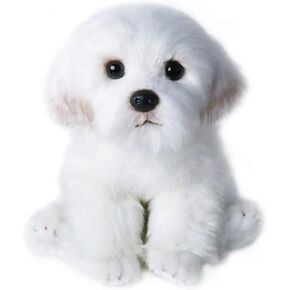 14" Realistic Plush Maltese Dog, Stuffed Animal Puppy Dog Toys, Soft Plush Pillow Birthday for Kids and Adult, White