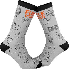 Crazy Dog T-Shirts Men's Funcle Socks Funny Cool Uncle Family Fun Activities Gaming Ice Cream Footwear One Size