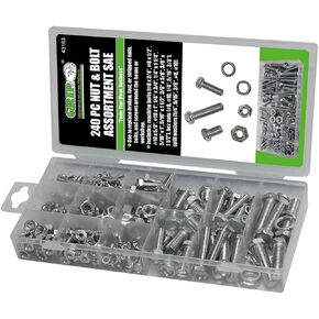 قبضة 240 قطعة من مجموعة الصواميل والمسامير SAE - مسامير الماكينة، وصواميل سداسية، وغسالات مقسمة - استبدال الصواميل والمسامير المكسورة والمفقودة والمقطعة - المنزل، المرآب، ورشة العمل in Kuwait
